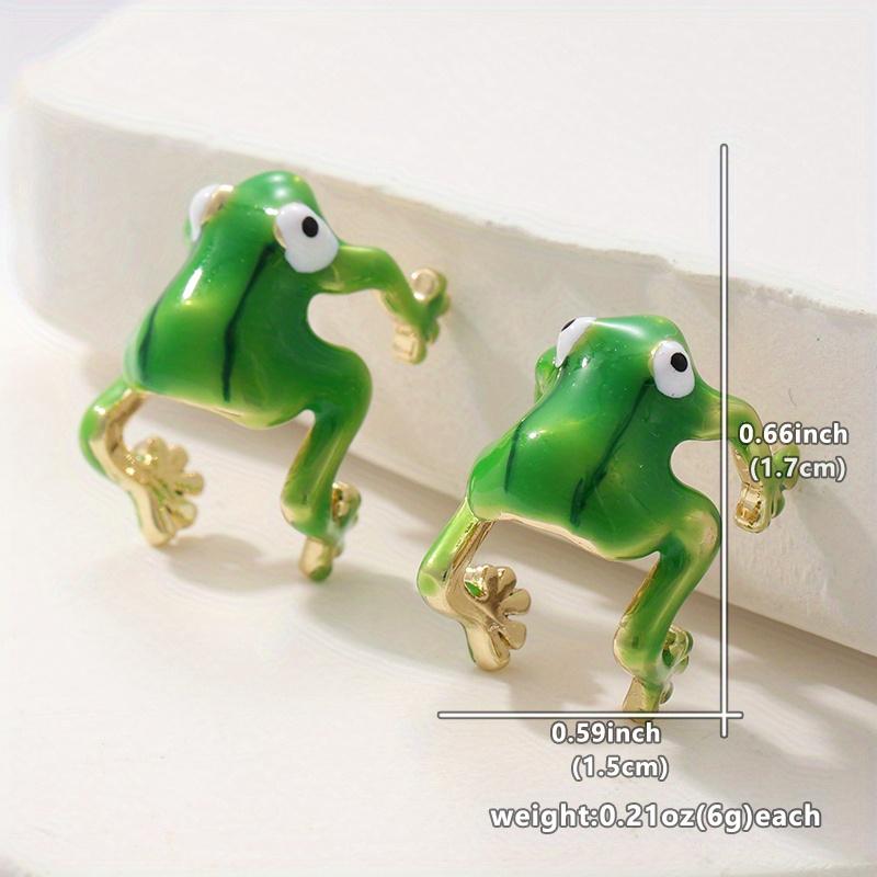 1 Pair, Green Frog Earrings, Cute Green Frog Stud Earrings, Fun Frog Climbing Earrings.