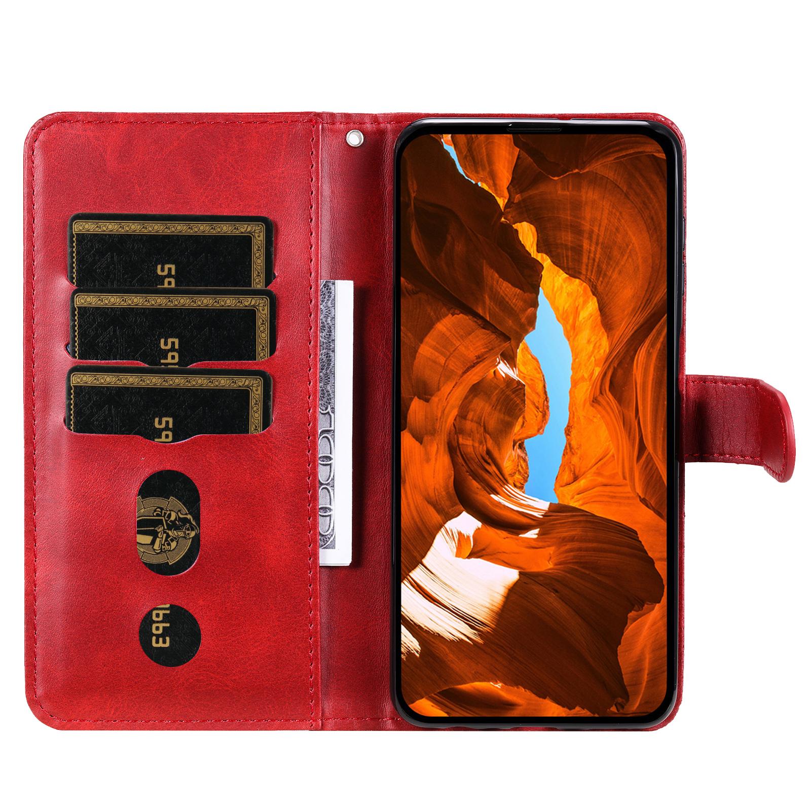 

For Motorola Moto G75 5G Case Zipper Wallet Calf Texture PU Leather Phone Cover Red