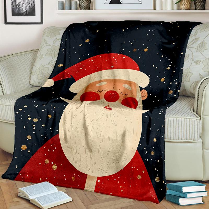 Cartoon Merry Christmas Santa Claus Christmas Tree Festival Gift Blanket,Soft Throw Blanket for Home Bedroom Bed Sofa Cover Kid