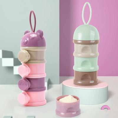 3/4 Lager Baby Bärbar Matförvaringslåda Björnstil Småbarn Snacksbehållare Barn Spädbarn Mjölkpulverlåda Baby Matningskoppar