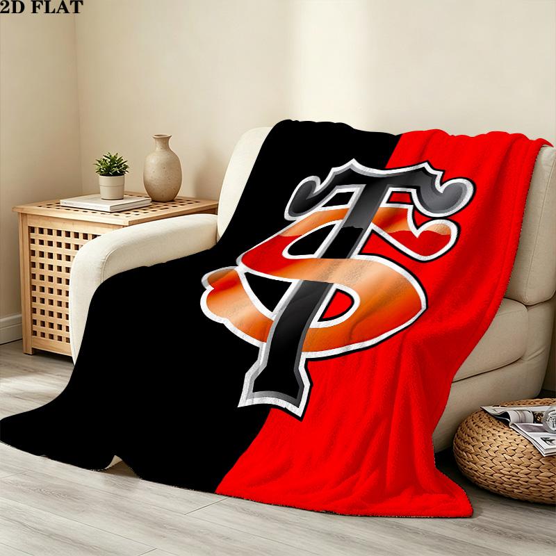 1PC Stade Toulousain Patterned Flannel Blanket Suitable For All Seasons For Home Decor Warmth And Comfort Gifts Holiday Present