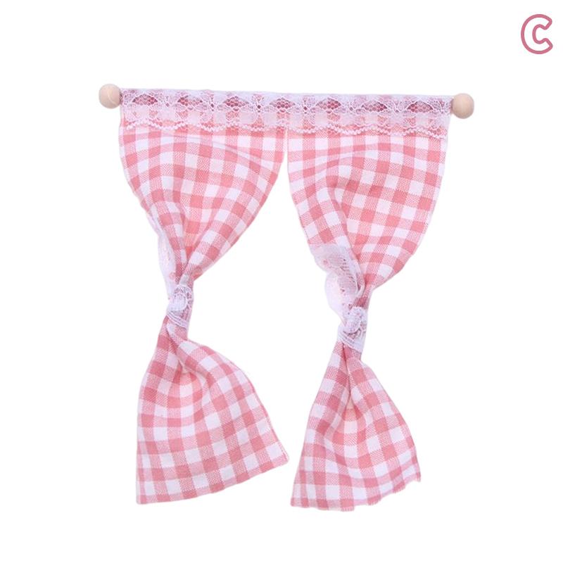 1:12 Cute Dollhouse Miniatures Daisy Flower Curtain Lace Curtain Cotton Curtain for Dolls House Bedroom Furniture Decor