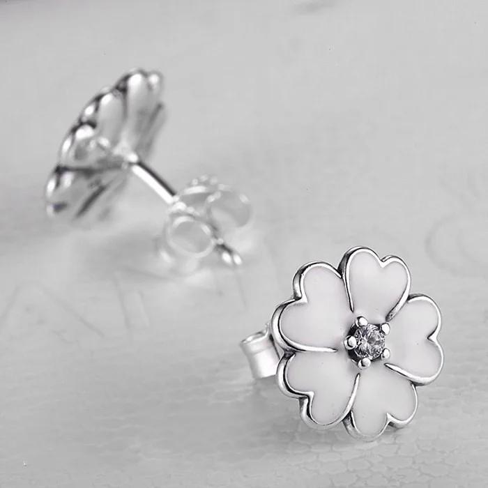 European Original 925 Sterling Silver Cute Sakura Flower Stud Earrings for Women Handmade Earring Sterling-silver-jewelry