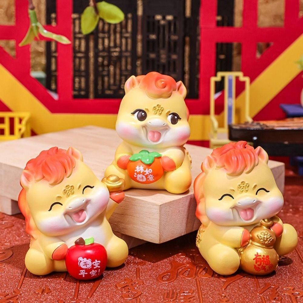 Cartoon Zodiac Horse Ornament Mascot Desktop Decoration Cute Car Ornament  Gift