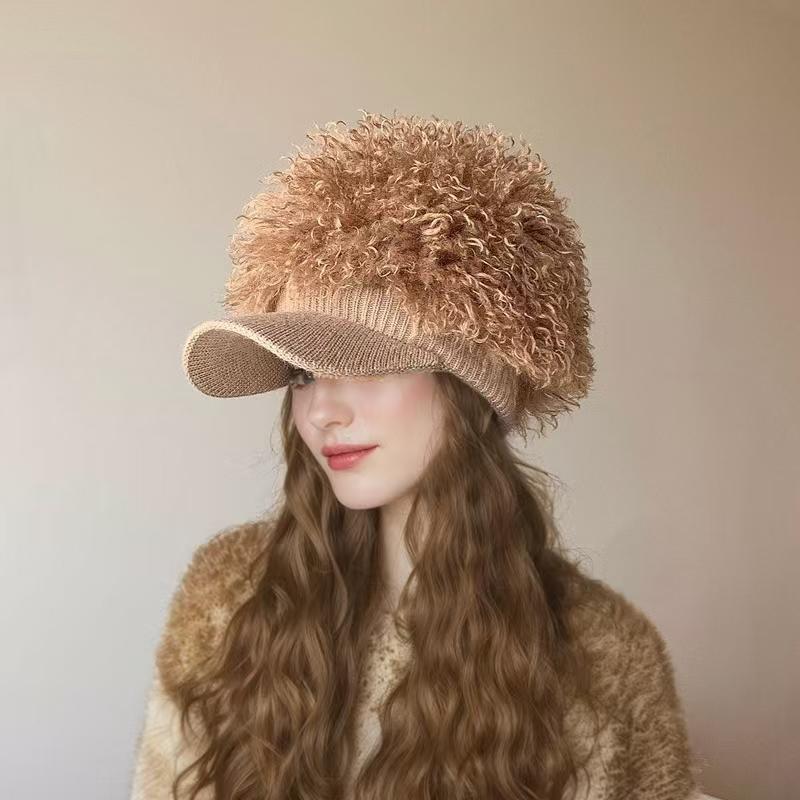 

Милая крутая бейсболка с плюшевой вязкой Sweet Cool Hottie, модная осенне-зимняя кепка, женская кепка с утиным язычком, маленькая кепка с париком