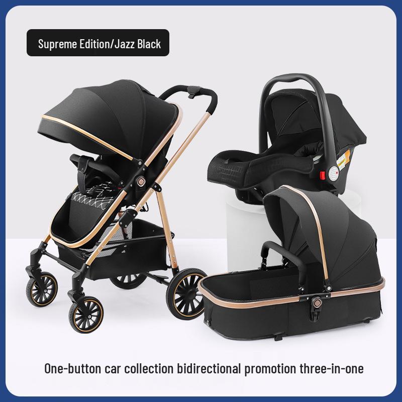 High Landscape Reversible Baby Stroller & Reclining Tricycle, Three-in-One with Large Wheels