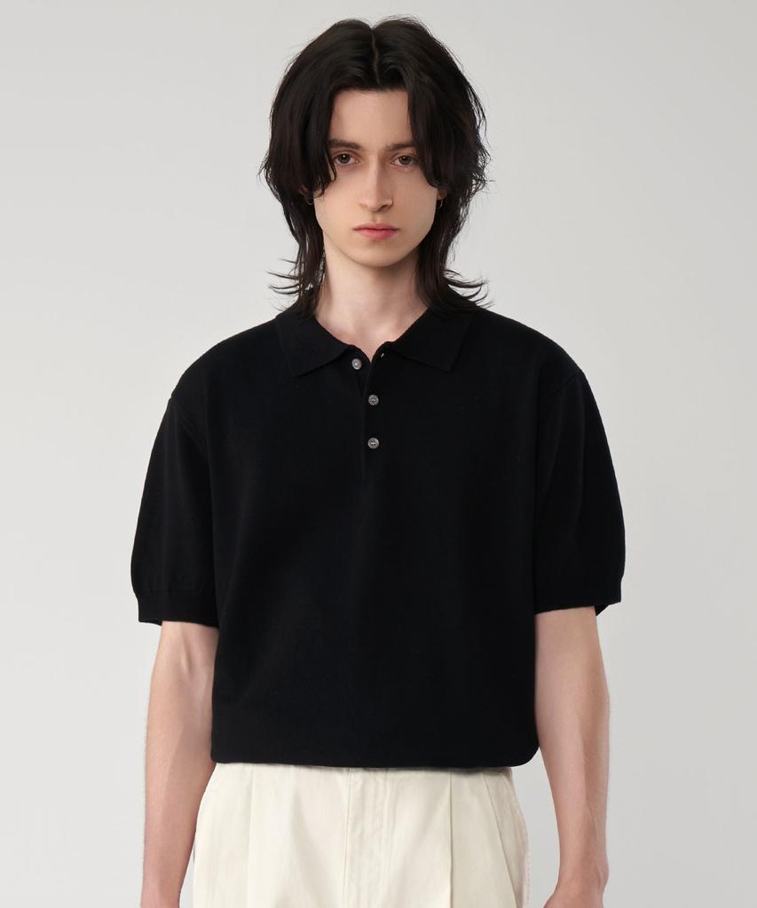 UNTAPPED STUDIO [2Pack] Washable Cool Cotton Short Sleeve Collared Knit 4 Colors (Type A)