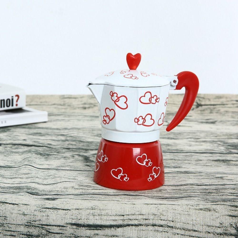 Octagonal Aluminum Mocha Pot Heart Pattern Coffee Maker Pot Household Espresso Coffee Kettle Gift
