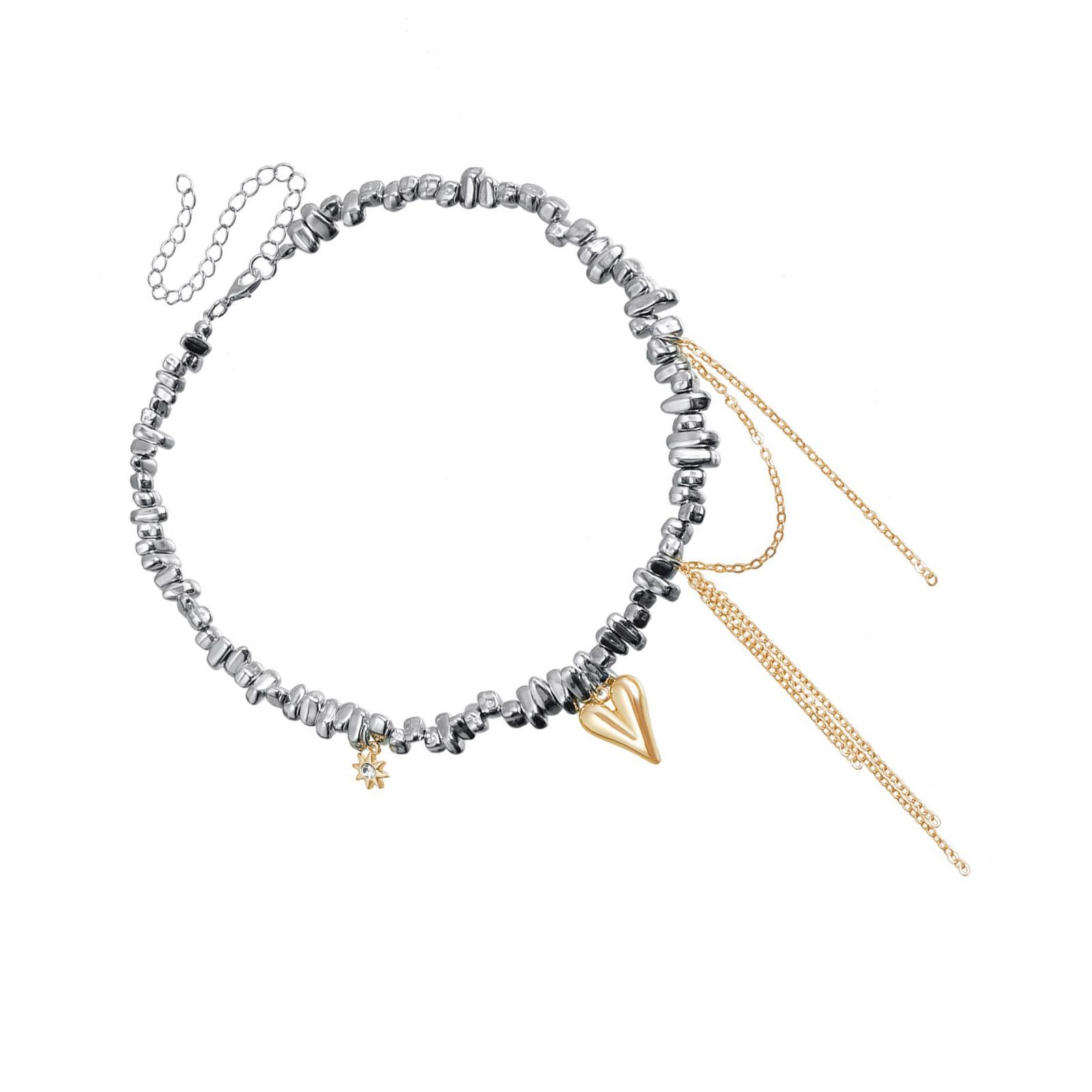 

Романтическое ожерелье с кулоном в виде сердца и кисточками Современное ожерелье с кулоном в виде сердца и кисточками с художественным дизайном из бусин для молодых женщин