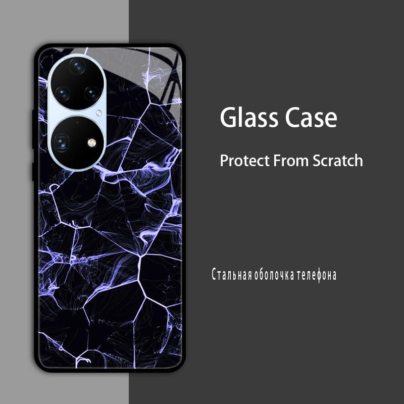 For Huawei P50 Pro Case P50E P 50 Luxury Tempered Glass Phone Case For Huawei P50 E Back Cover Fashion Protective Coque P50Pro