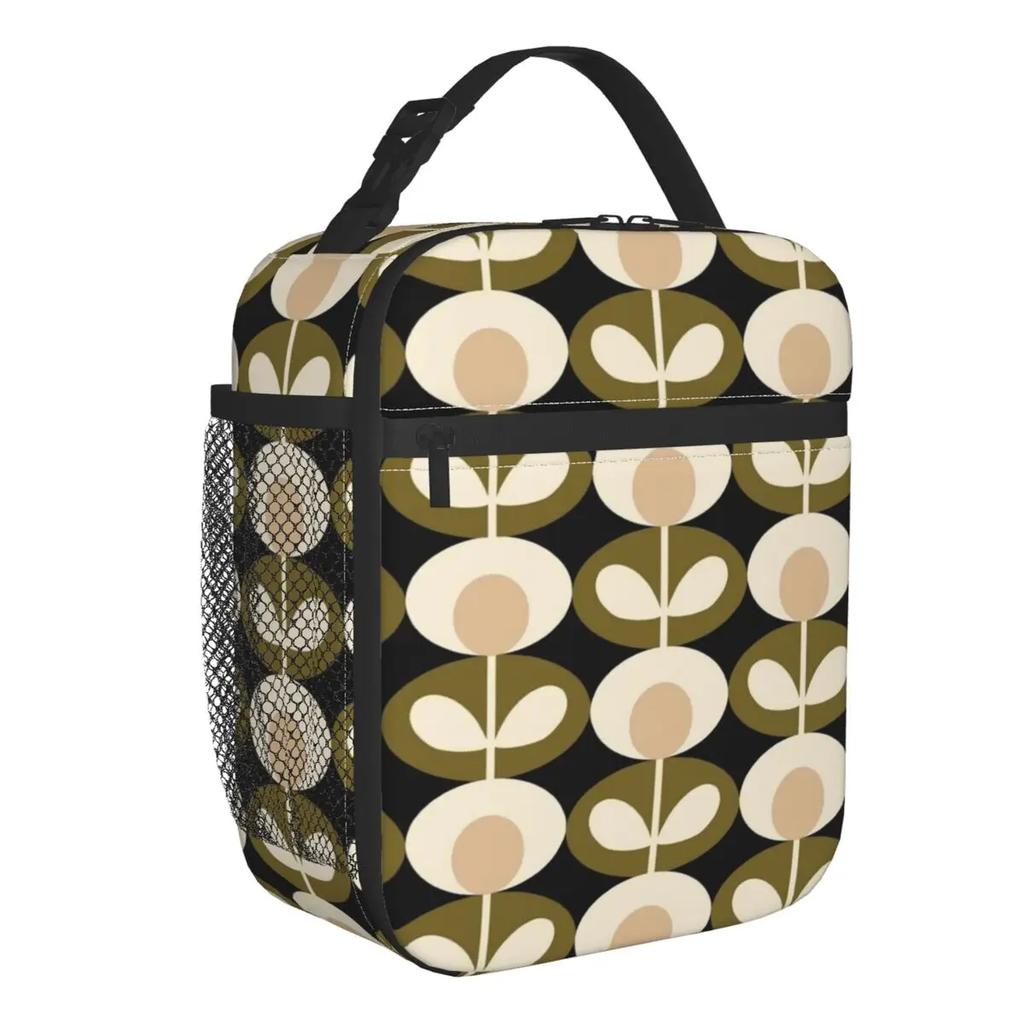 Abstract Flowers Orla Kiely Portable Lunch Box Leakproof Scandinavian Style Thermal Cooler Food Insulated Lunch Bag Kids School