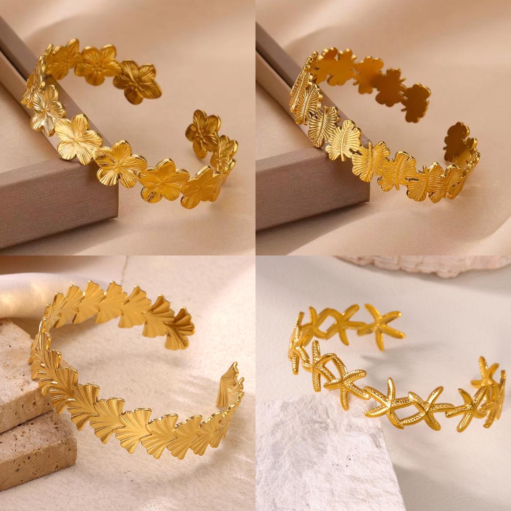 Punk Stainless Steel Twist Chain Bracelet For Women Gold Color Bracelets Cuff Bangles Femme Jewelry Bead Decompression Pulsera