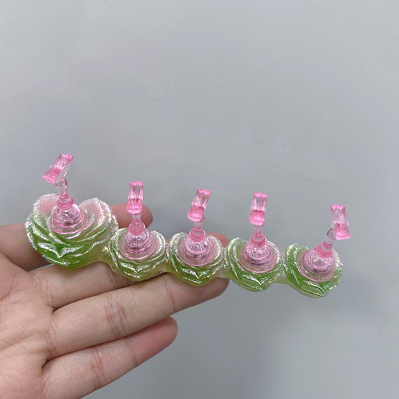 Rose Magnetic Nail Holder Stands Glowing Manicure Practice Training Display Stand Magnetic Press On Nail Practice Stands Salon