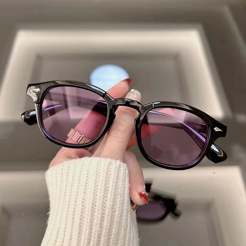 Round Vintage Sunglasses Women Men Brand Designer Rivet Sun Glasses Male Female Fashion Ocean Color Mirror