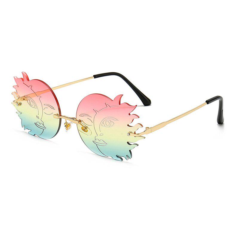 SHAUNA Fashion Rimless Sun Moon Sunglasses Women Candy Colors Smiling Face Gradient Shades Men UV400