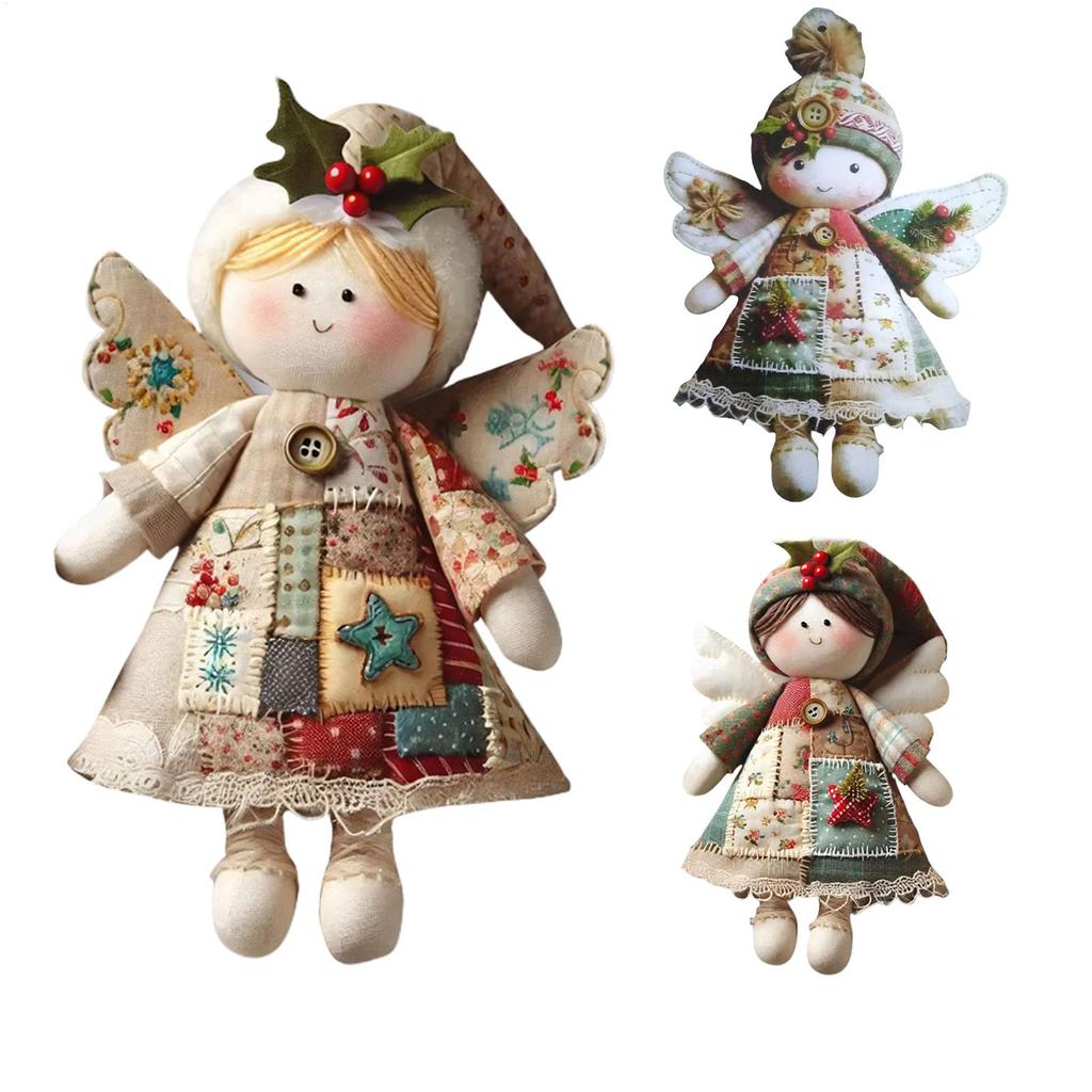 Juego de Árbol de Navidad Hecho a Mano de 6 Pulgadas Decoración Suave Vintage Decoración de Muñeca Suave Kit de Costura Artesanía Acrílica Retro Rural