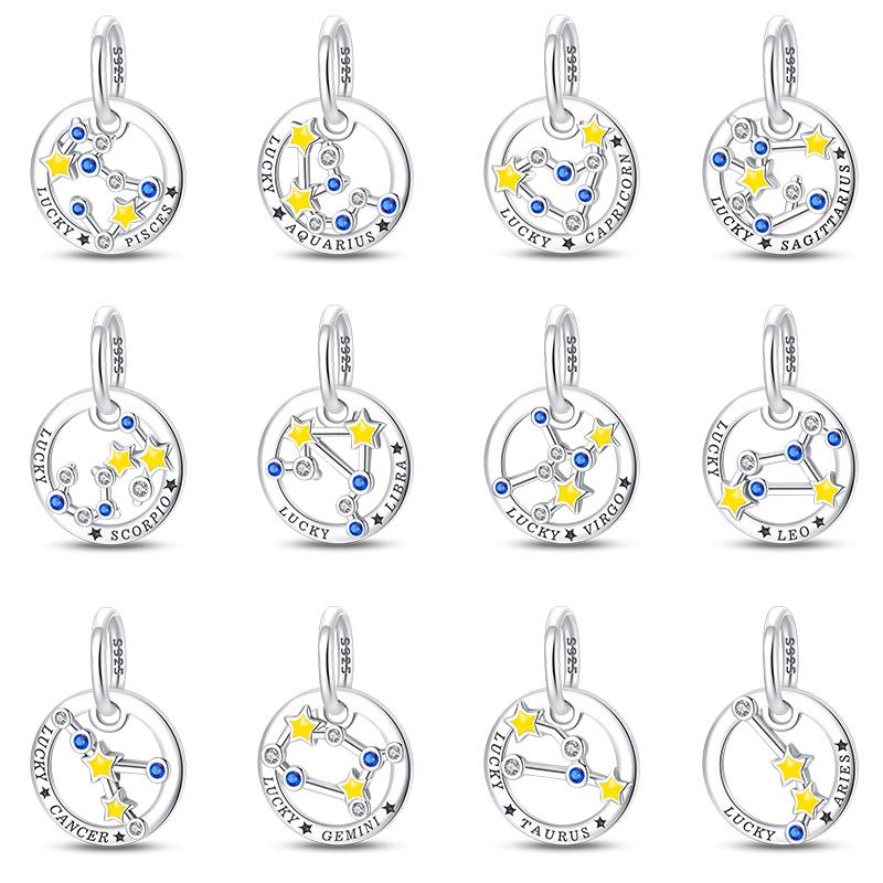 100 copper Creative Luminous 12 Constellation Leo Taurus Pendants Compatible With Authentic Bracelets Do It Yourself Jewellery