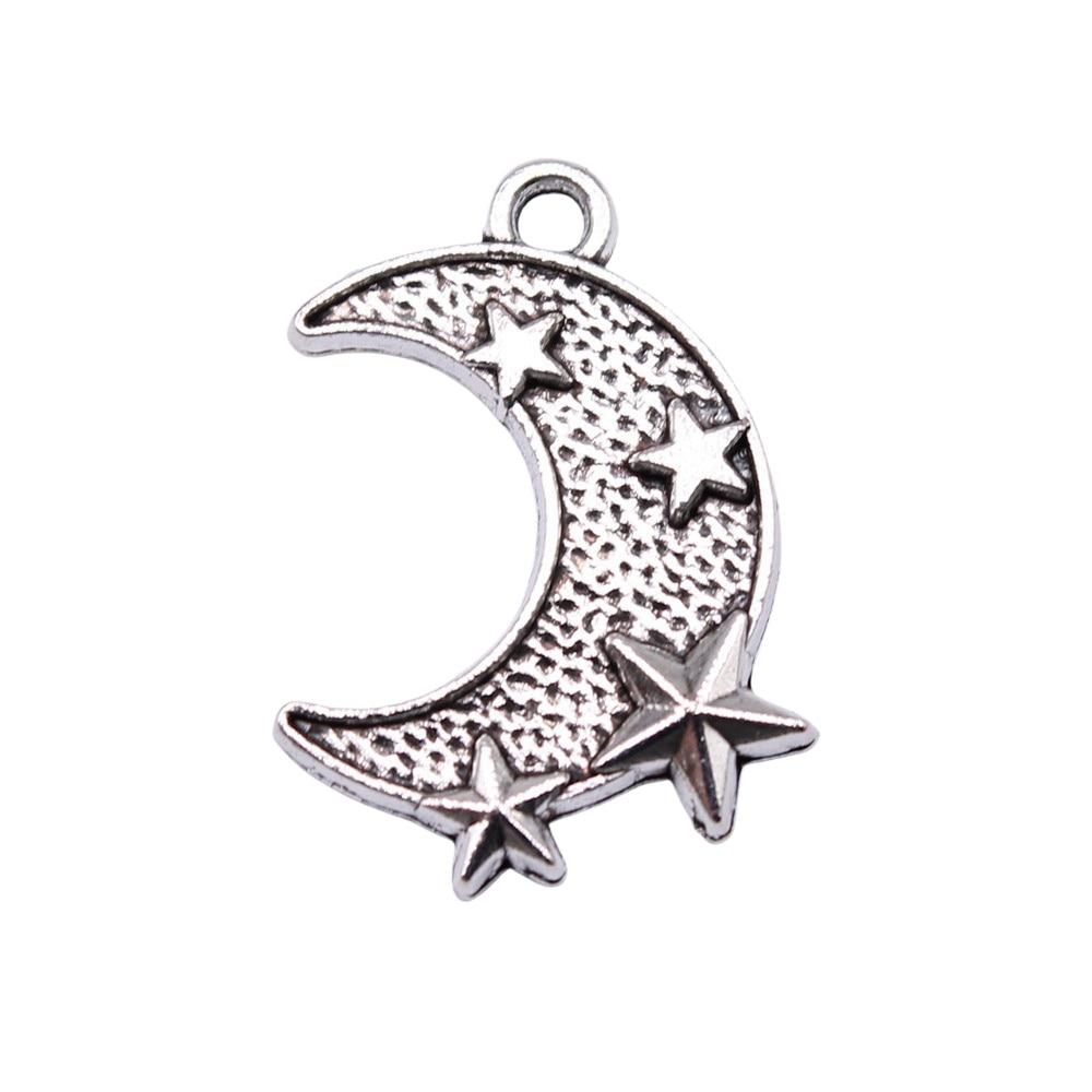 

20шт Подвески Звезда и Луна Подвески Античное Серебро Цвет Цинковый Сплав 22X16мм