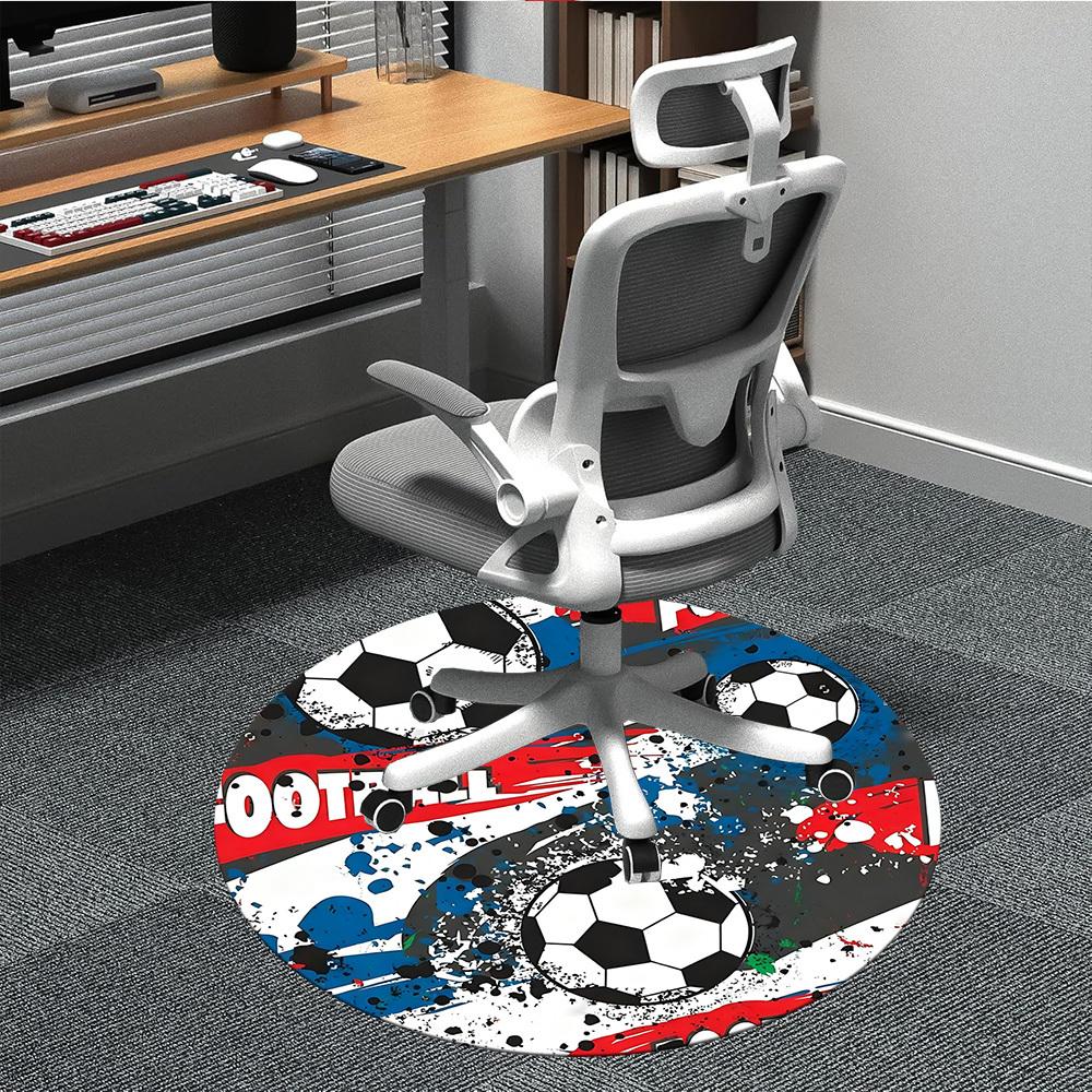 

1PC Soccer Ball Office Round Area Rug, Indoor Mat Suitable ForOffice, Under Office Chairs Bedroom Living Room Home Decor, Room Deco, D110 80cm by 80cm