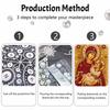 5D Framed Pearl Painting Kit Virgin Mary and Child Pattern Sparkling Bead Art Canvas Ready to Display Romantic Home Decor Gift