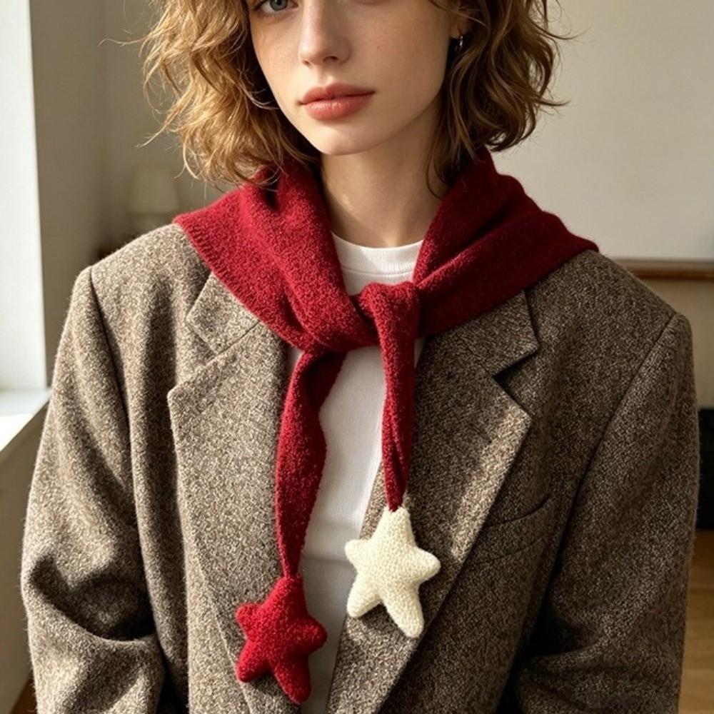 Korean Style Knitted Scarf Star Balls Neck Warmer Scarf New Knitted Shawl Winter