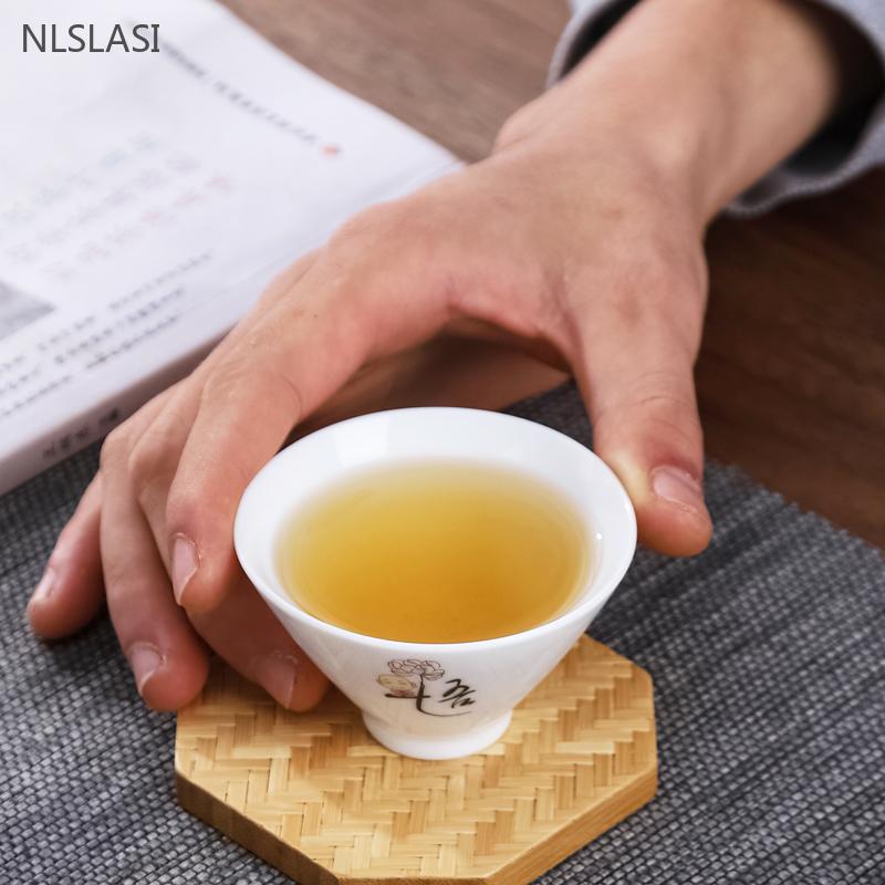 6pcs Dehua White Porcelain Tea Cups Suit Exquisite Custom Ceramic Teacup Home Porcelain Tea Accessories Chinese Drinking Set