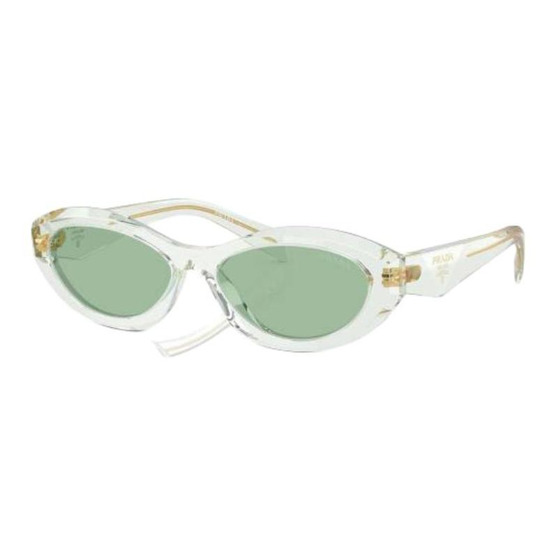 Prada Solid Color Design Acetyl Oval Sunglasses Women's Green