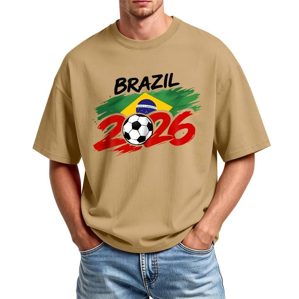 Men's Printed Round Neck T-Shirt Casual Sports Short-Sleeve Top