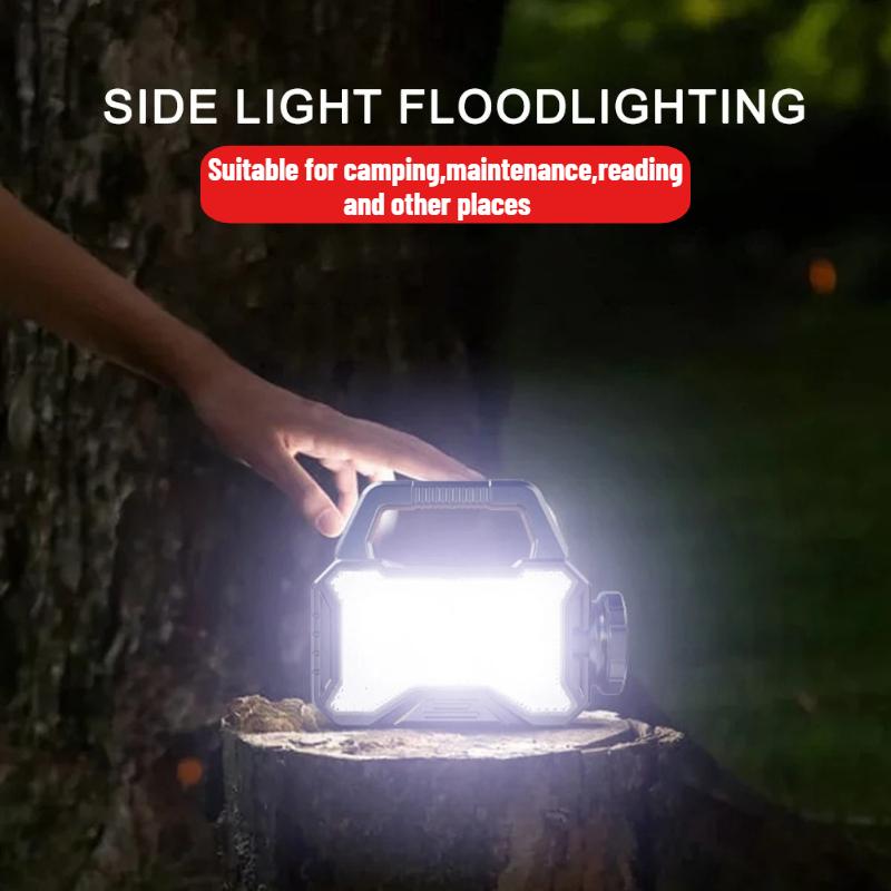 Lanterne Solare Portabile de Mare Putere Încărcare Solară+Type-C Proiector Lumină Puternică în Aer Liber Lampă de Mână cu Lumină Laterală COB Baterie Externă pentru Încărcare