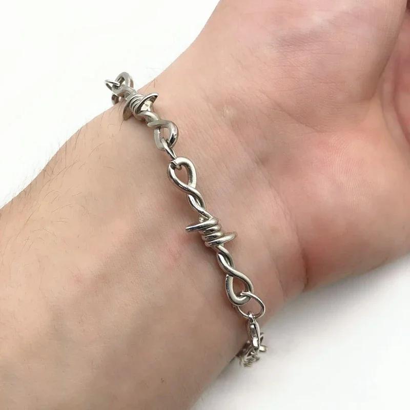 New Small Wire Brambles Bracelets On Hand For Women Men Hip-hop Zircon Gothic Punk Style Barbed Little Thorns Pulsera Gift