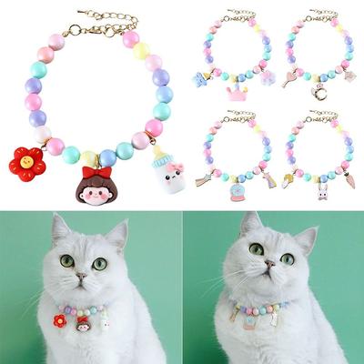Puppy Accessories Adjustable Pet Products Bow Dog Bell Pet Pearl Collar Cat Jewelry Pearl Necklace