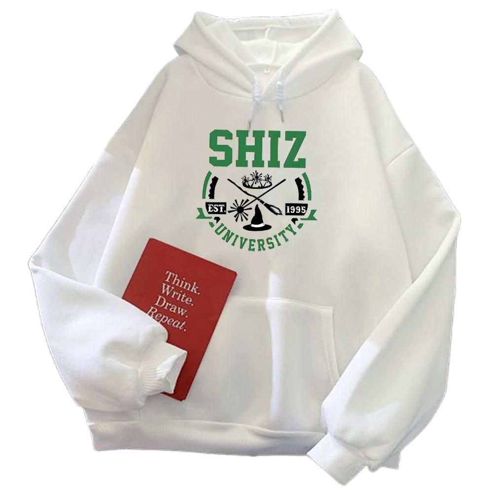 Bluzy Shiz University Nadruki Wicked Movie Damskie Męskie Bluzy Sudadera Pulowery Bluza z Kapturem Zimowa Ciepła Polarowa Odzież Unisex