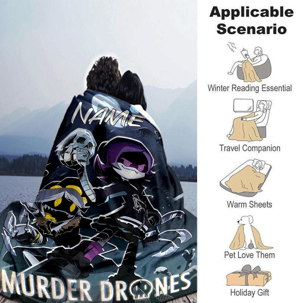 Customiz Name Personality Murder Drones Blanket Soft &Warm Sofa Office Bed Travel Lunch Break Blanket, Gift Suitable All Seasons