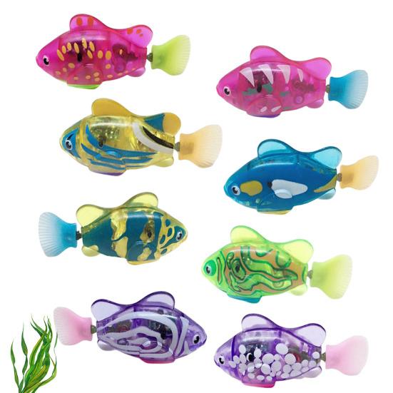 Electric Swimming Fish Toy with Realistic Motion & Sound Waterproof LED Light Fish Interactive Pool Toy for Pet Cat Play