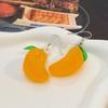 2026 Internet Celebrity Green Leaf Orange Red Pomelo Earrings Handmade Fun Orange Earrings Simulated Food Summer Fruit Earrings