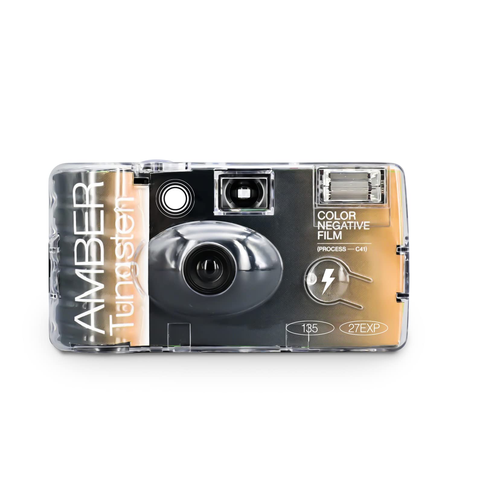 

RETO Amber Tungsten 35mm Disposable Film Camera Color Negative Focus Easy to Disposable and 27EXP, ISO800, Film, Free, Use, Built-in Flash, (Film