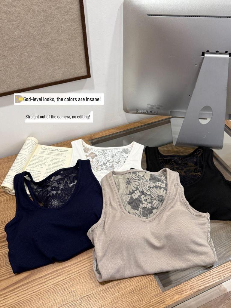 Spitzenrücken-Camisole mit eingebautem BH für Damen