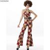 Couple Retro Disco Plaid Costume Role Playing Game Uniform Adult Men Women Combination 70s Hippie Stage Bar Rock Performance Pan