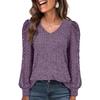 Women's Splicing Casual Versatile Solid Color V-Neck Lace Top Long Sleeve Bottom T Shirt