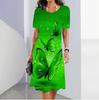 Elegant Women Summer Floral Print Beautiful Plus Size Midi Dress One-piece Female Dresses