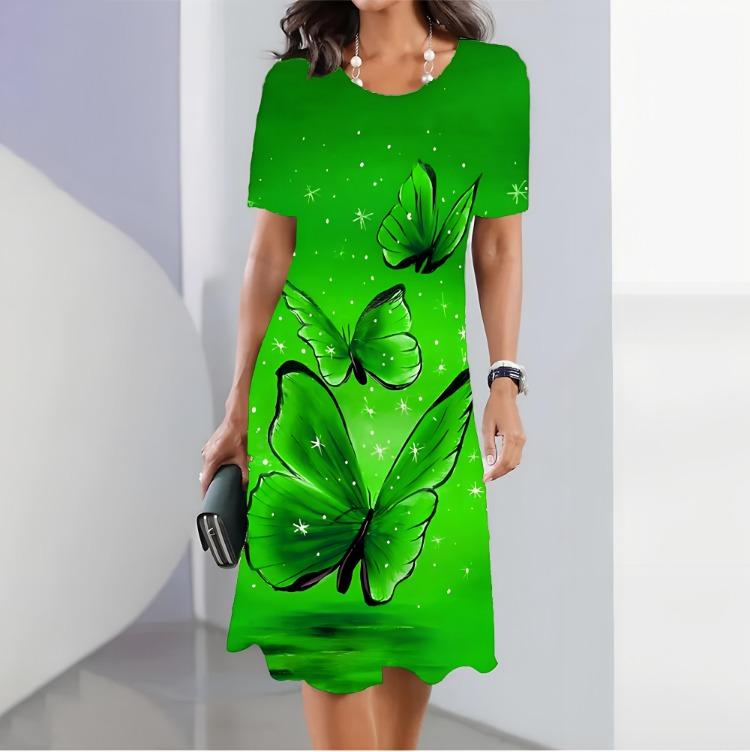 Elegant Women Summer Floral Print Beautiful Plus Size Midi Dress One-piece Female Dresses