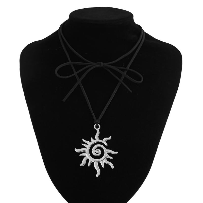 Punk Conch Pendant Necklace for Women Girls Gothic Sweet Cool Star Sun Pendant Adjustable Rope Chain Choker Chains Y2k Jewelry