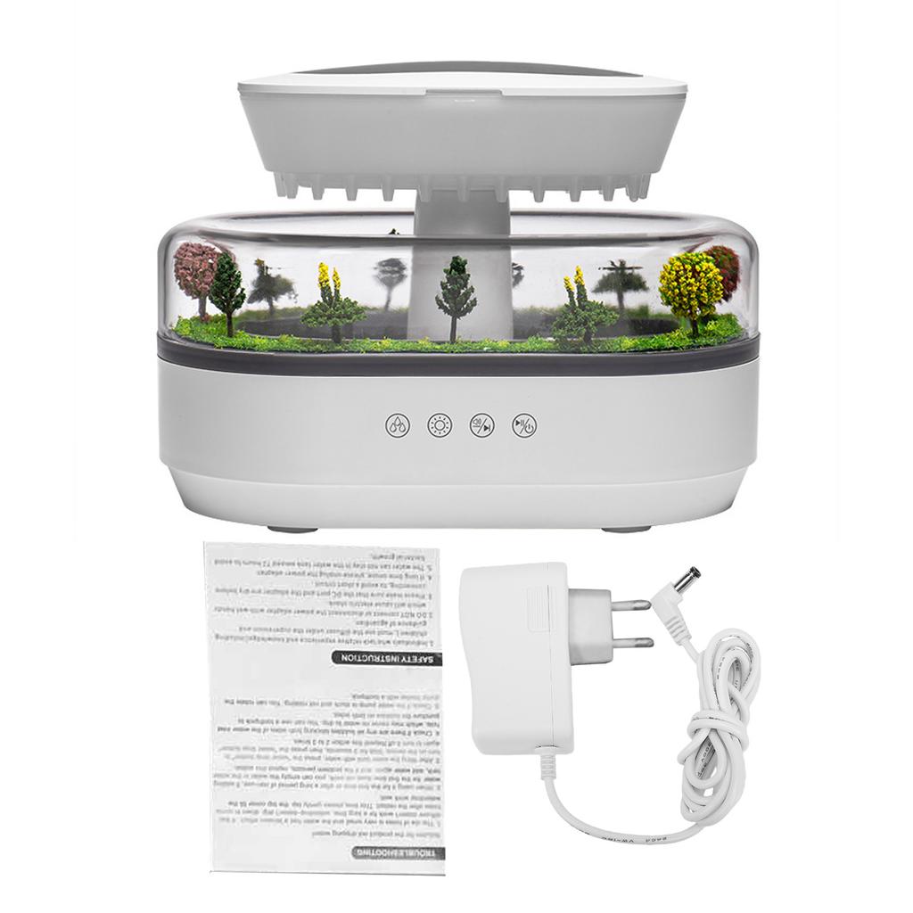 Bedroom Rain Humidifier Includes a Cool Mist Essential Oil Diffuser, a White Noise Generator with 5 Natural Sounds, 7