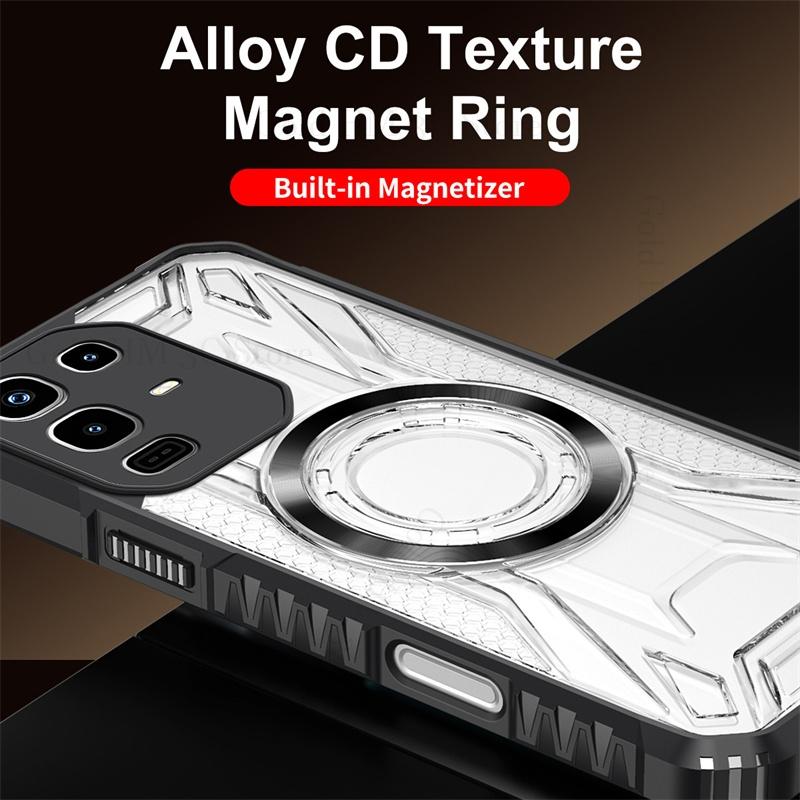 Military Grade Hybrid Armor Clear Case For Tecno Spark 30 20 10 Pro Go 1S 2025 Heavy Duty Magnet Cover Pop 9 8 Pro Pova 6 5 Pro