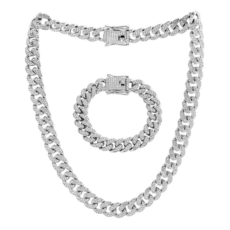 Elegant Necklace Sparkling Full Rhinestones Bracelet Alloy Texture Suitable for Evening Parties and Everyday Charm