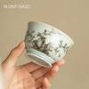 1 Pc Chinese Blue and White Ceramic Tea Cup Handmade Landscape Bamboo Leaf Teacup Porcelain Tea Bowl Teaware Master Cup 130ml