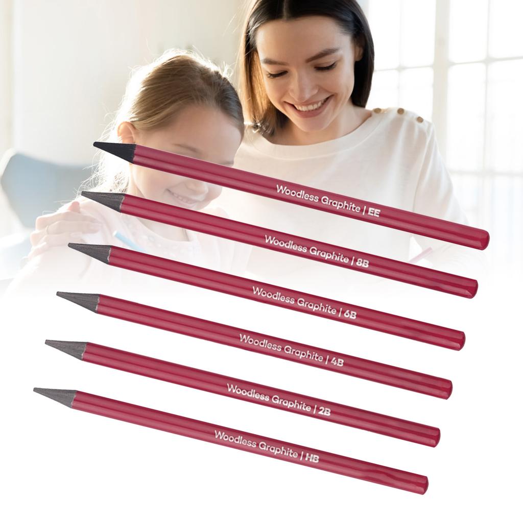 6 PCS Graphite Pencil Set HB 2B 4B 6B 8B EE Professional Woodless Graphite Pencils for Drawing Sketching Shading
