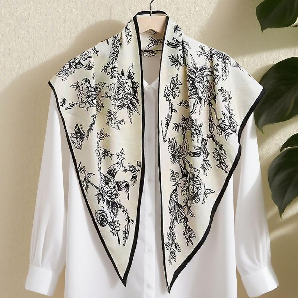Retro American printed triangle scarf women's versatile atmosphere decorative headscarf multi-functional fart curtain neck scarf silk scarf