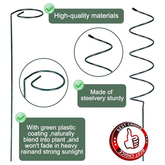 3 Pcs Plant Support Stakes Twist Tomato Stakes Spiral Plants Stakes Iron Garden Stakes Supports with Twist Ties for Climbing Plants Vines