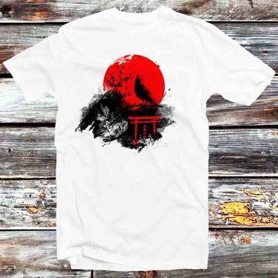 T-shirt Uccelli Giapponesi Tramonto Sakura Albero Bonzai B1033